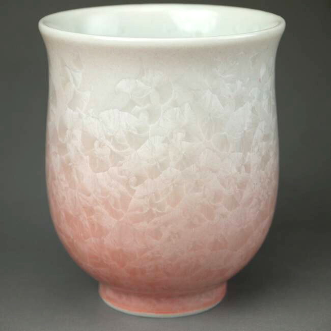 京焼 清水焼 花結晶湯呑み 白地赤 小 陶あんの紹介画像2