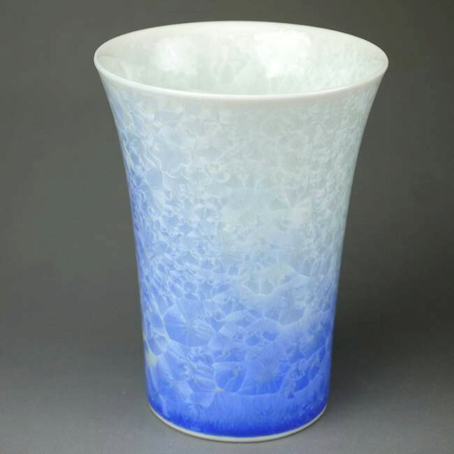 京焼 清水焼　花結晶フリーカップ　白地青