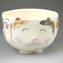 京焼 清水焼 招き猫抹茶茶碗 良二