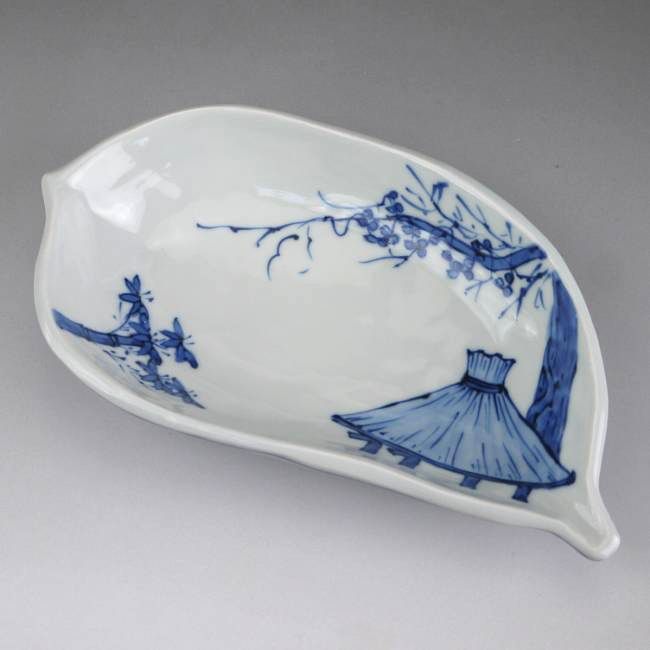 京焼 清水焼 染付一葉向付　昭阿弥　単品