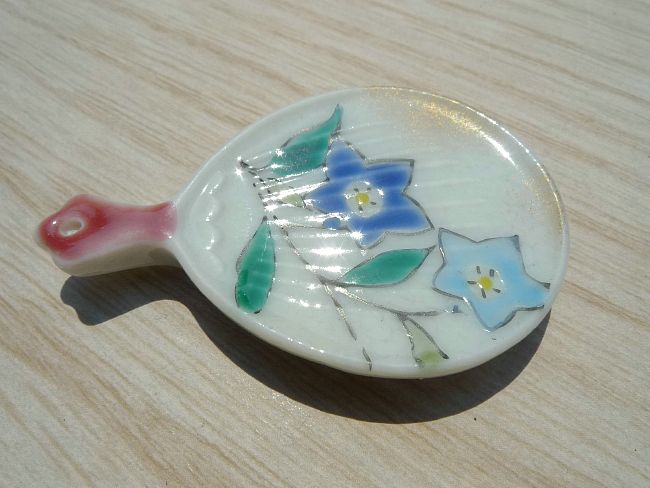 京焼 清水焼 箸置きうちわ夏草花 桔梗 単品の紹介画像2