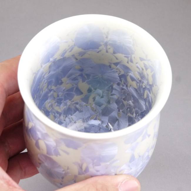 京焼 清水焼　花結晶湯呑み　銀花(大）　陶あん