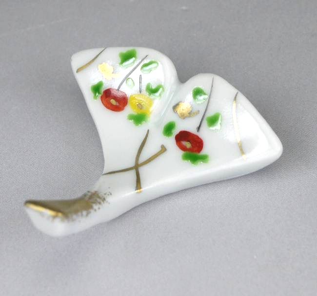 京焼 清水焼 銀杏五草花箸置き　菊単品