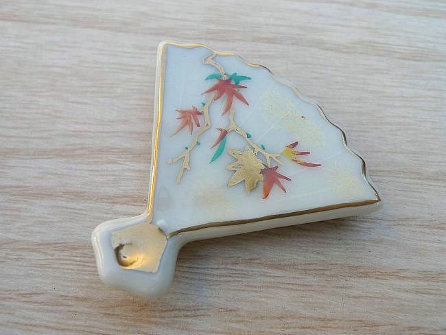 京焼 清水焼 扇秋草箸置き　紅葉単品
