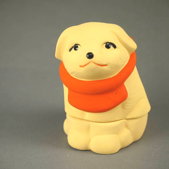 京焼 清水焼 干支戌香合 茶座犬 錦染 錦染 [2]