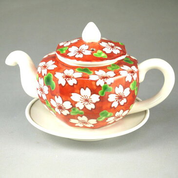 京焼 清水焼 たれない醤油差し 赤桜