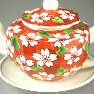 京焼 清水焼 たれない醤油差し 赤桜