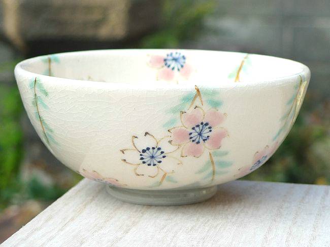 京焼 清水焼 しだれ桜　ご飯茶碗　陶仙 小