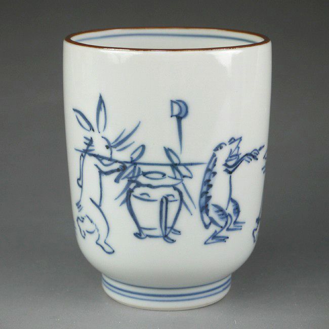 京焼 清水焼 染赤絵巻湯呑　鳳山　大