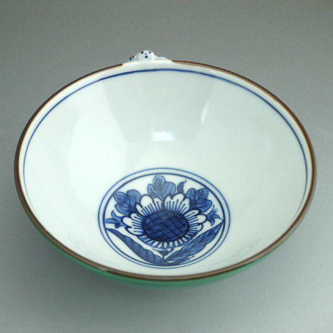 京焼 清水焼 青交趾一閑人ご飯茶碗　昇峰　大のサムネイル