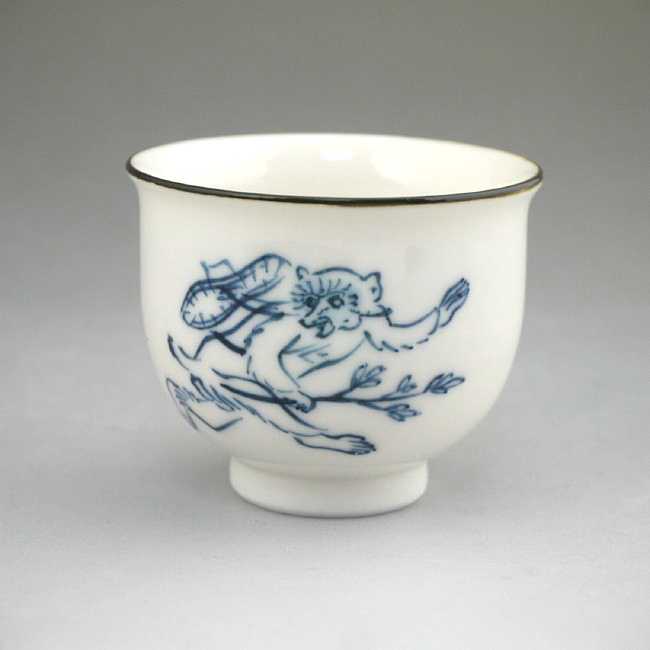 乐天商城 - 京焼 清水焼 鳥獣戯画ぐい呑　陶あん　猿柄