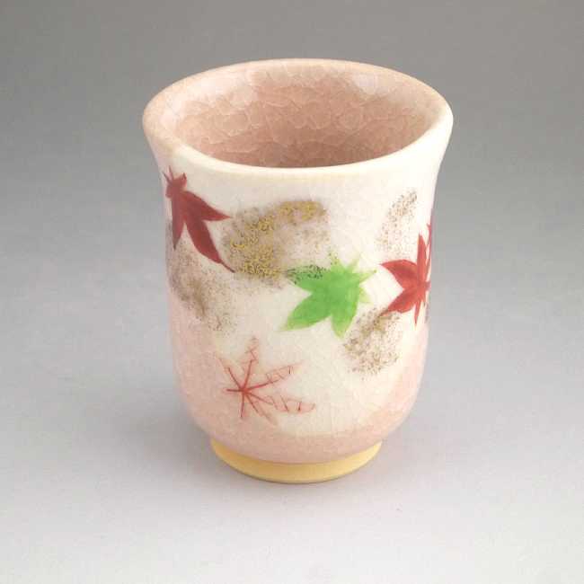 京焼 清水焼　紅葉ガラス釉湯呑み　陶仙のサムネイル