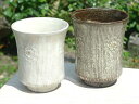 京焼 清水焼 櫛目印花夫婦湯のみ 花月