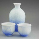京焼 清水焼 花結晶お預け酒器セット 白地青青 陶あん
