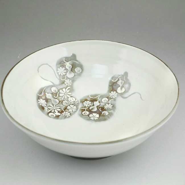 京焼 清水焼　粉引六瓢5.5寸鉢　清泉