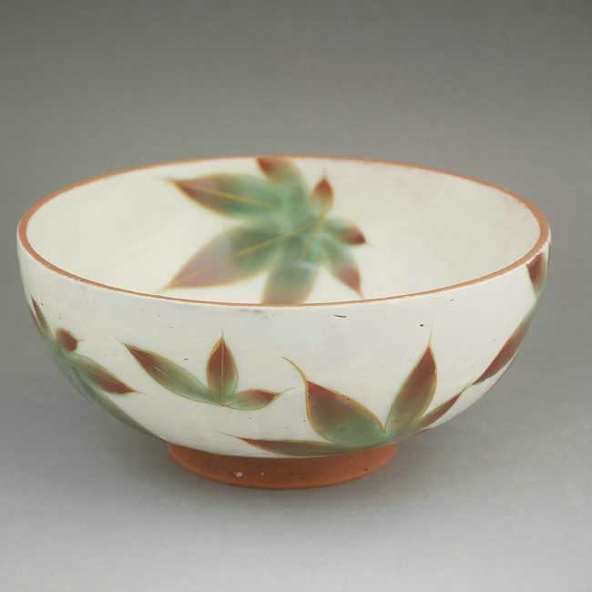 京焼 清水焼　白掛紅葉ご飯茶碗　陶あん　大