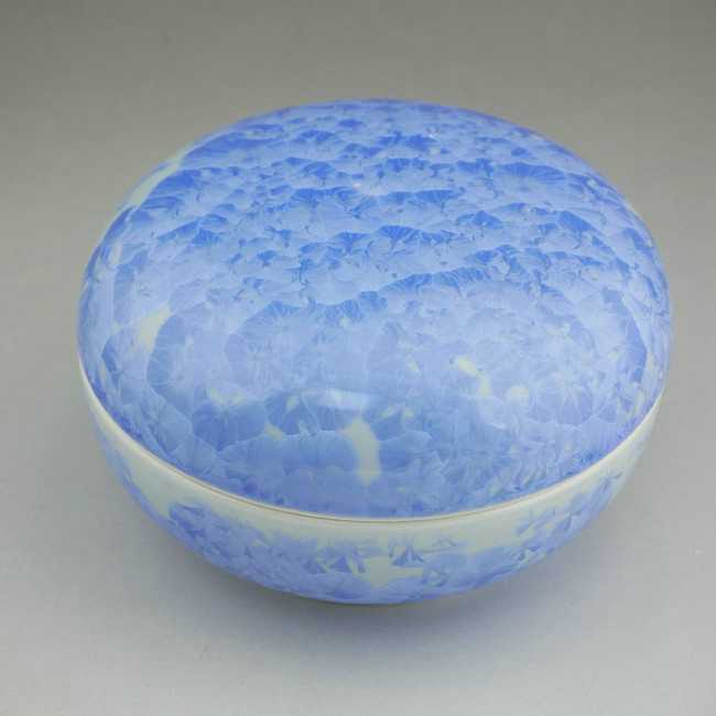 京焼 清水焼 花結晶蓋物　青　陶あん