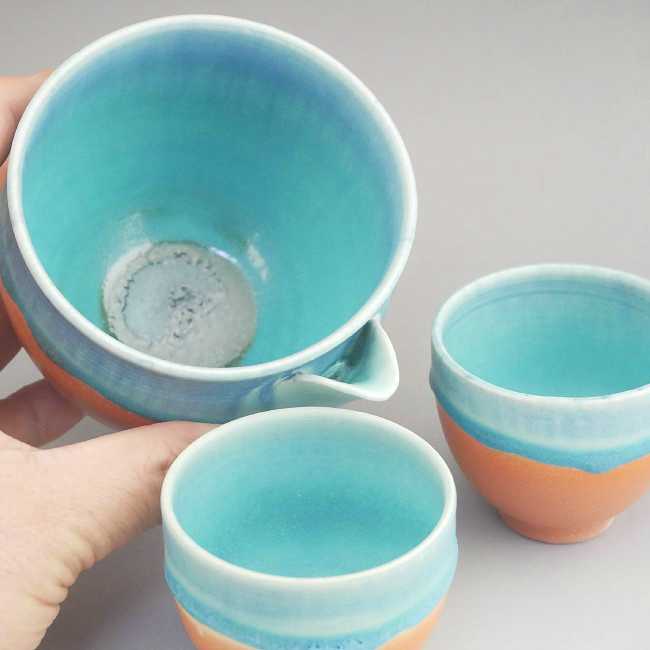 京焼 清水焼 碧彩片口酒器　大日