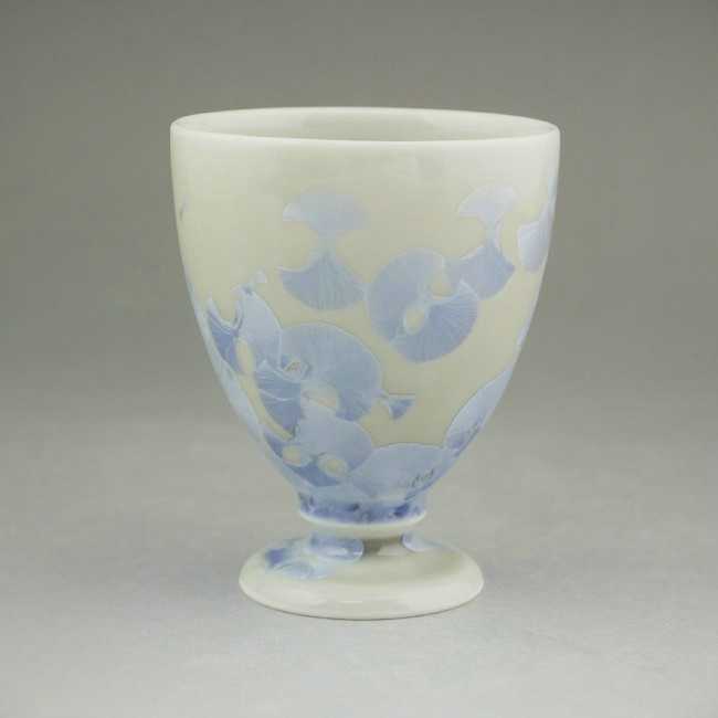 京焼　清水焼 花結晶丸高台杯　銀藤　陶あん