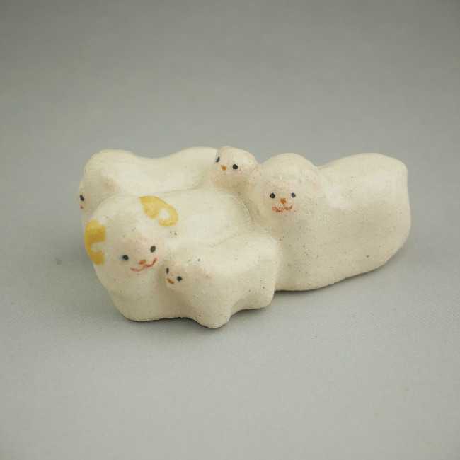 京焼 清水焼　群羊箸置き　楽入単品