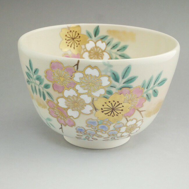 乐天商城 - 京焼 清水焼 　藤桜抹茶茶碗　香菊