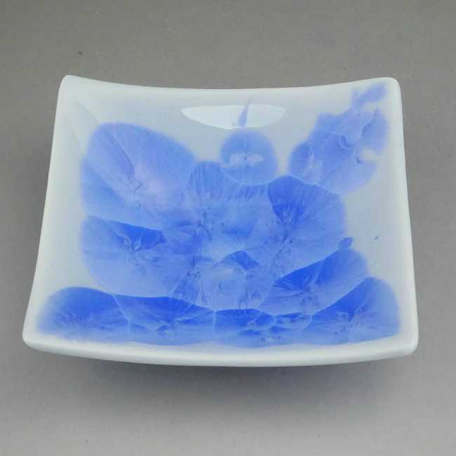 乐天商城 - 京焼 清水焼 花結晶三寸角皿　青　単品