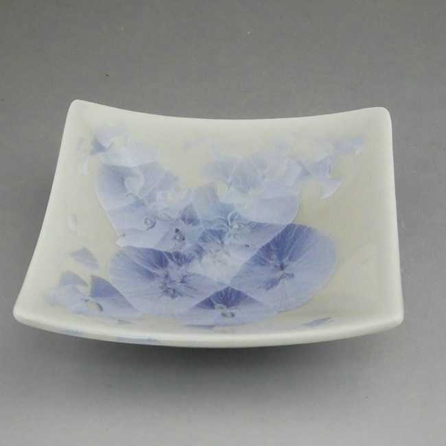 乐天商城 - 京焼 清水焼 花結晶三寸角皿　銀藤　単品