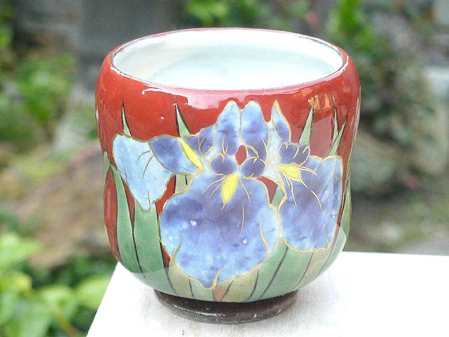 京焼 清水焼　あやめ花集い湯呑　陶あん