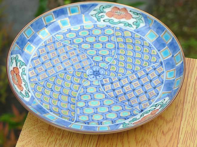 京焼 清水焼 淡彩古紋四寸皿　昭阿弥