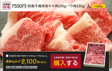 松阪牛　焼肉用モモ肉220g、バラ肉220g入【02P03Sep16】