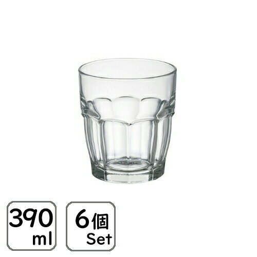 ボルミオリロッコ Bormiolirocco ロックバー 390cc 6個販売 /全面物理強化ガラス グラス タンブラー コップ おしゃれ カフェ 水飲みグラス ソフトドリンク 食洗機対応 箱付き