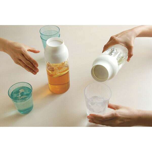 キントー KINTO CAPSULE ウォーターカラフェ 1L ホワイト /カラフェ ウォータージャグ 水差し ピッチャー 耐熱ガラス オシャレ インテリア スタイリッシュ 白 黄色 箱入り 家庭用 御祝 誕生日祝い ギフト プレゼント shokki-10008353 渋谷の食器屋さん 食喜屋 サンプル画像2