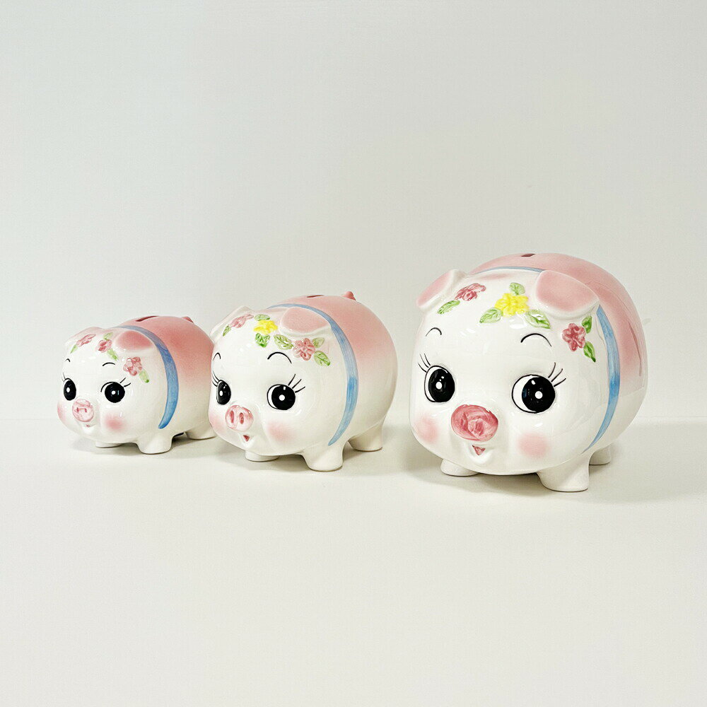 ぶた貯金箱 (中) /日本製 国産品 瀬戸焼 陶器 コイン入れ 500円玉貯金 可愛い インテリア ブタ 豚 箱入り 自立 昭和デザイン 昔懐かしい 和風 和物 レトロ 手作り 金運 割らない 底穴あき 御祝 誕生日祝い ギフト プレゼント あす楽 送料無料 2