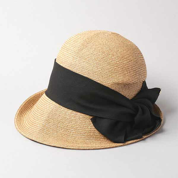 【CA4LA　カシラ】RETRO 10（BEG）/ 2022年春夏　ブレードにリネンリボン　折り畳み可能！コンパクトブリムでもしっかり日よけ、大人かわいい麦わら帽子のサムネイル