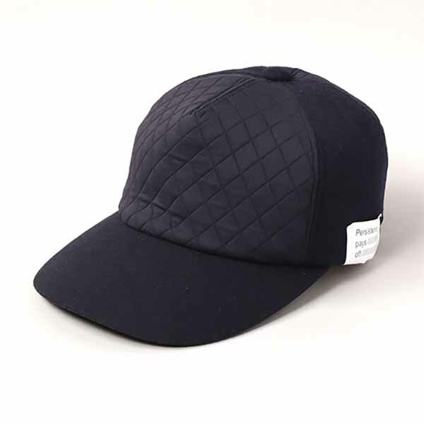 【CA4LA　カシラ】MIXED CAP (NAVY) /　 キルティング切替し秋冬キャップ　トラッカーキャップ