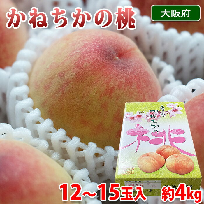 大阪府産　包近の桃 （かねちかの桃） 秀品　12〜15玉入り　約4kg （化粧箱） 岸和田のサムネイル