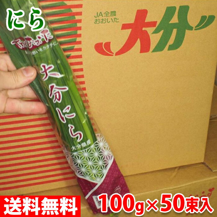 【送料無料】大分県産 にら Mサイズ 100g 50束 入 箱 