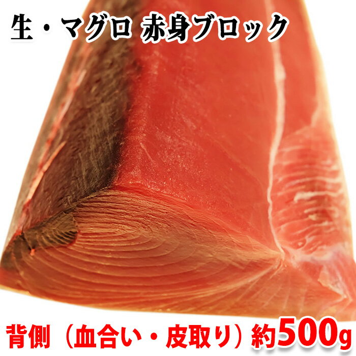 生・マグロ 赤身ブロック (国産・養殖) キハダまたはメバチ 約500g〜約2kg (血合い・皮取り) 背側