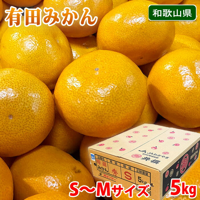 【送料無料】 和歌山県産 有田みかん 秀品 S～Mサイズ 5kg （箱）