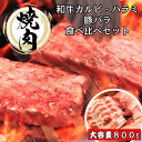 焼き肉セット 800g(和牛カルビ300g・ハラミ250g・豚バラ250g)約3-4人前 化粧箱入
