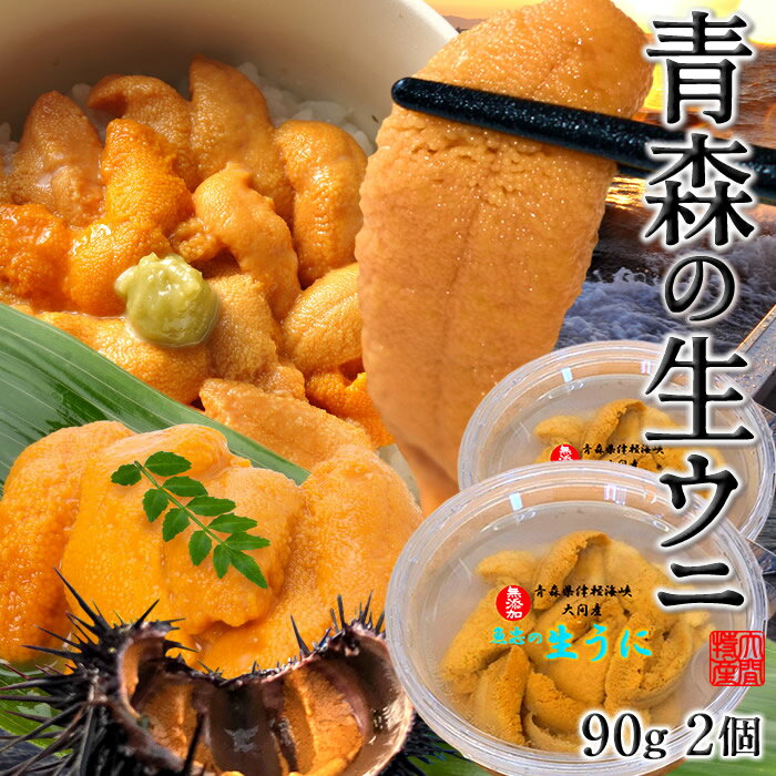 うに 塩水漬 パック 生うに 90g×2個［新物］新物2024 漁師の生ウニ 塩水漬け 青森県 津軽海峡 大間 旬キタムラサキウニ 予約販売 旬 雲丹［父の日 お中元ギフト］