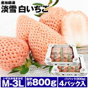 淡雪 いちご 白いちご 4パック 約800g (1パック約200g×4) 産地厳選 M/L/2L/3Lサイズおまかせ イチゴ 苺 冷蔵便 同梱不可 指定日不可