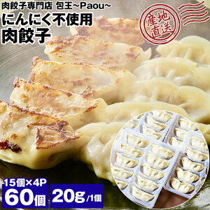 餃子 取り寄せ にんにく不使用 肉餃子 20g 60個 (15個×4P) メディア掲載 受賞歴 多数！ paou 包王 冷凍便 同梱不可 指定日不可 産直