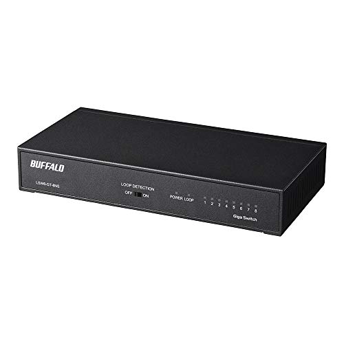バッファロー BUFFALO Giga対応 金属筐体 電源内蔵 8ポート LSW6-GT-8NS/NBK ブラック スイッチングハブ 簡易パッケ
