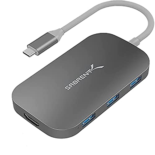 SABRENT USB Cハブ 8-in-1 HDMI(4K)出力付き、USB 3.2 Gen 1ポート3基、USB2.0ポート1基、SD/Mi