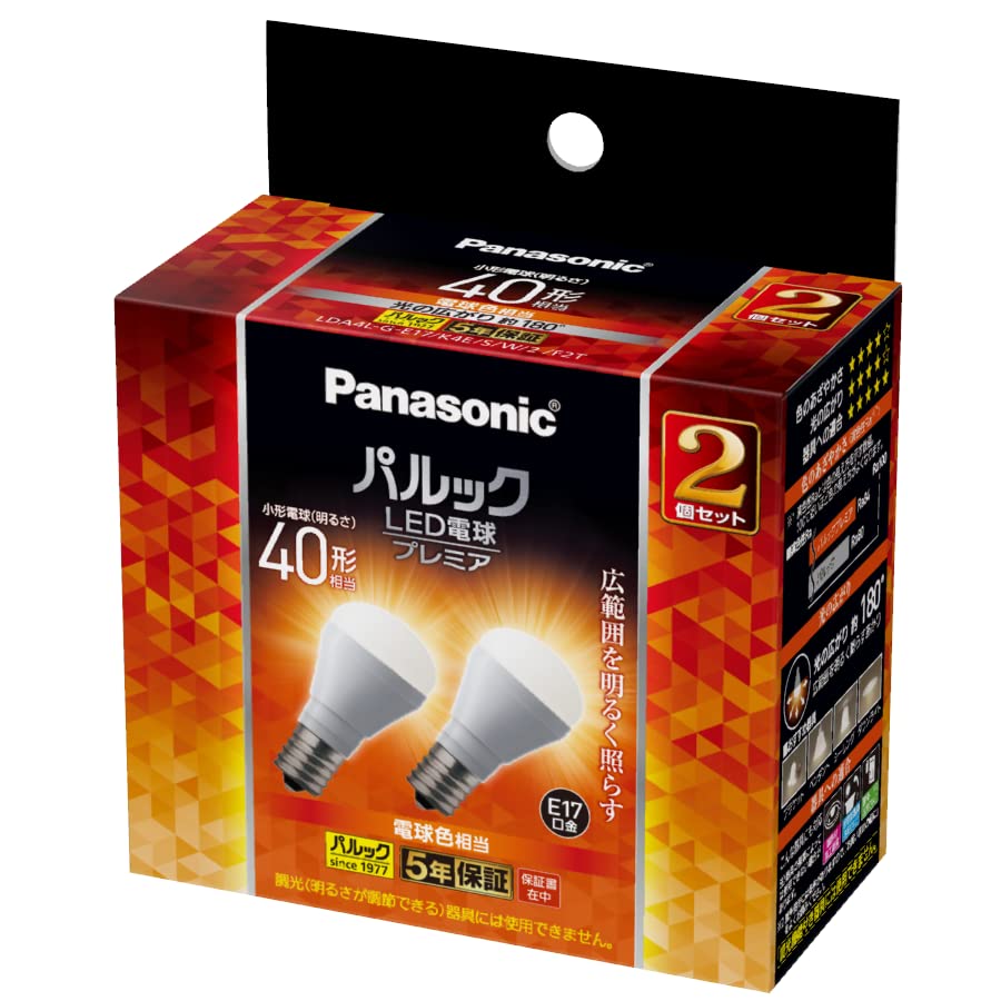Rakuten - パナソニック LED電球 プレミア E17口金 電球40形相当 2個入 電球色相当(4.2W) 小形電球広配光タイプ 密閉器具対応 LDA4LG