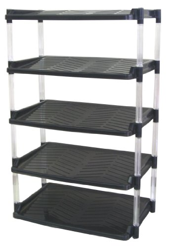 平和工業(Heiwa Kougyou) シューズラック クリスタル ワイド 5段 グレイ