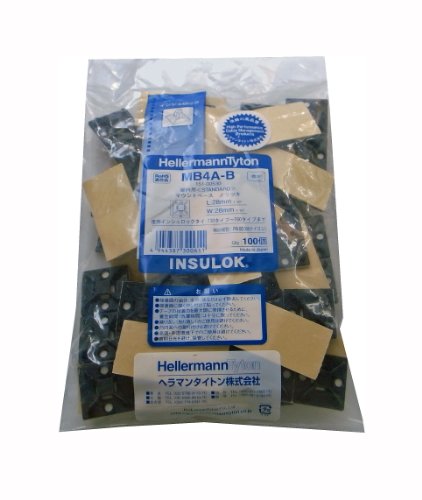 ヘラマンタイトン 粘着付配線固定具 マウントベース MB4A-B 100個入 標準・屋内用グレード 黒 l・w:28・28mm