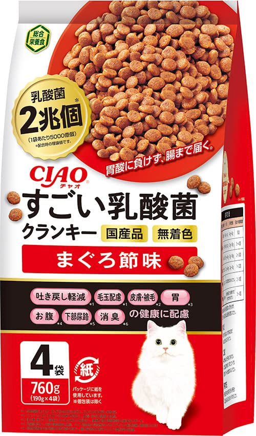 チャオ (CIAO) すごい乳酸菌クランキ— まぐろ節味 190g×4袋