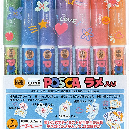 Rakuten - 三菱鉛筆 水性ペン ポスカ ラメ入り 極細 7色 PC1ML7C